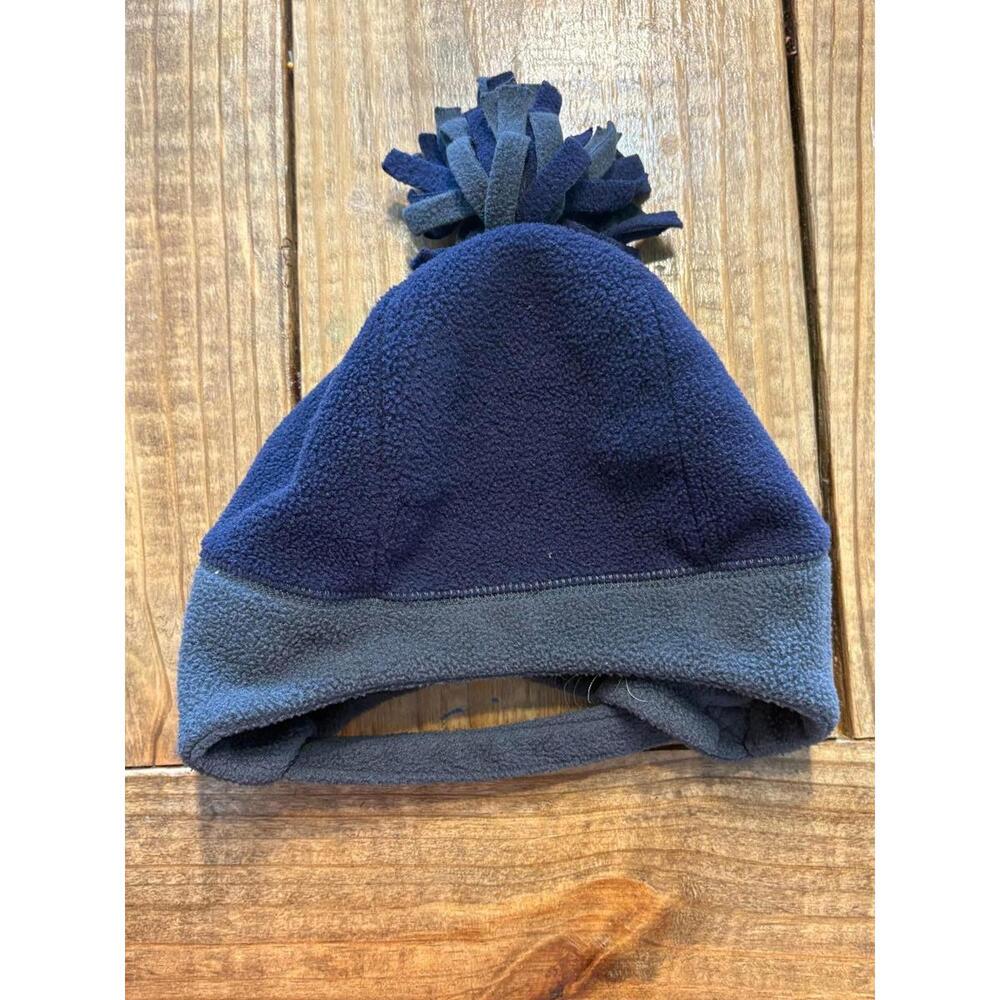 The Children's Place Navy Gray Fleece Pom Pom Beanie Hat, Size 12 24 months Boys